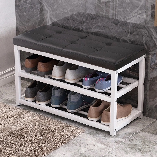 Wrought Iron Shoe Rack Shoe Changing Stool Rest Stool Multi Layer Shoe Cabinet Soft Seat Shopee Malaysia