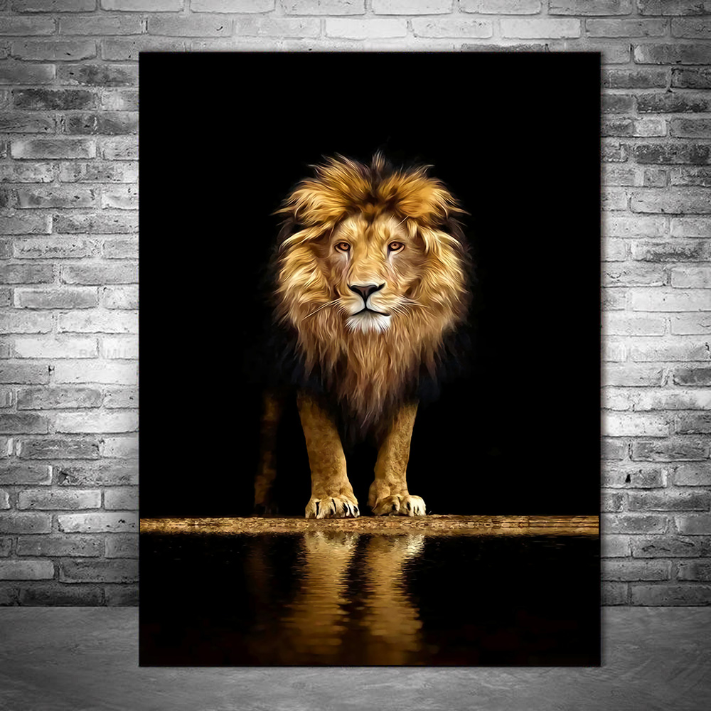 Lion in the Dark Canvas Art Posters And Prints Animals Wall Art Decorative Pictures African Lion Canvas Painting Home Wall Decor