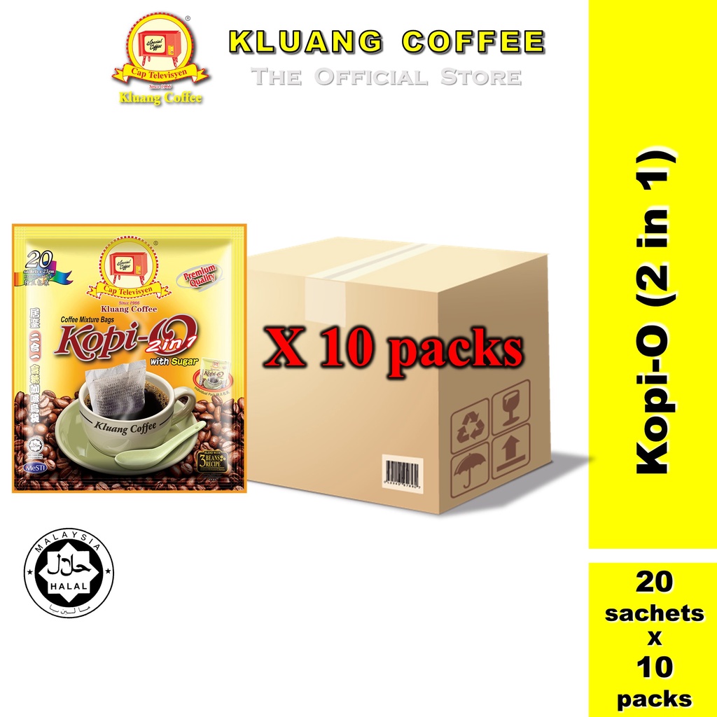 Kluang Black Coffee Cap Televisyen Kopi O 2 in 1 (20 individual sachets ...