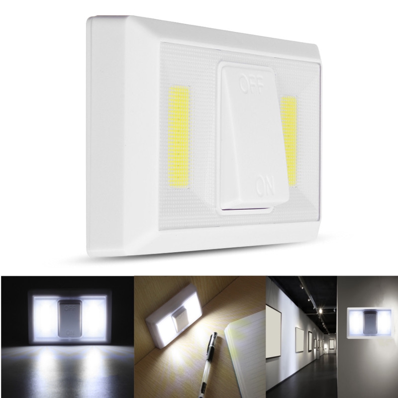 Led Night Light Cob Led Cordless Switch Wall Lamp Battery Operated