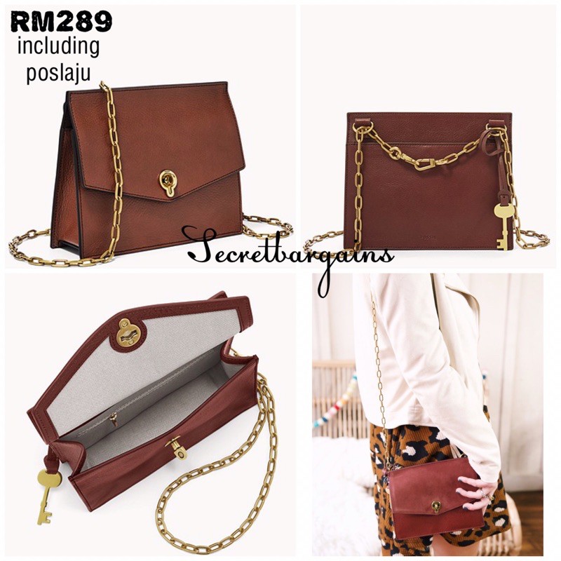 Fossil Stevie Small Crossbody Brown Shopee Malaysia