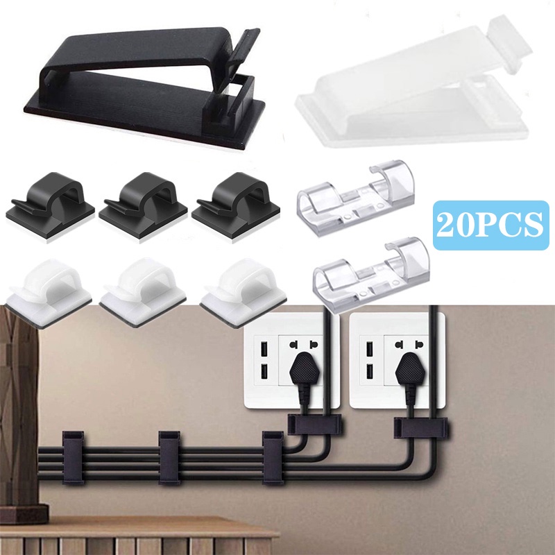 【Ready Stock】20 Pcs Wire Clip Transparent Wire Holder Clip,Cable Holder