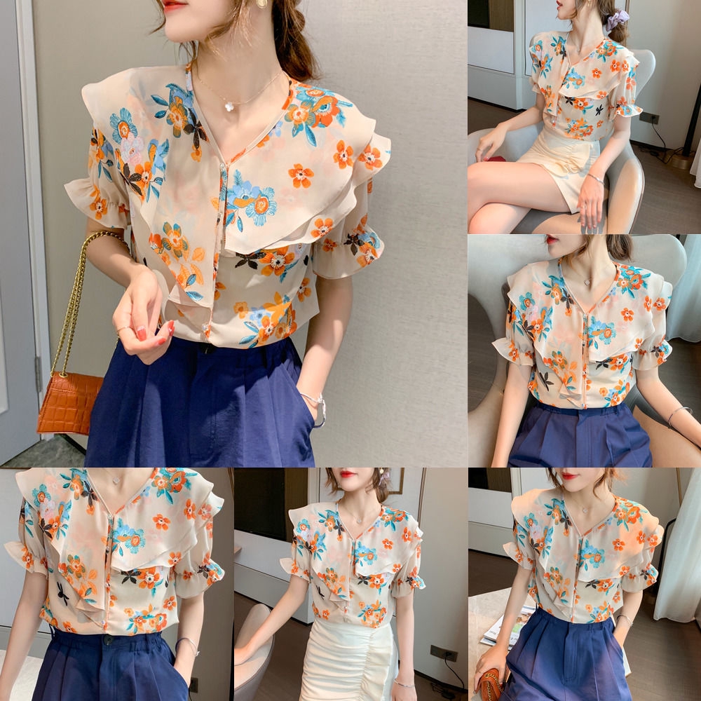 floral chiffon shirt