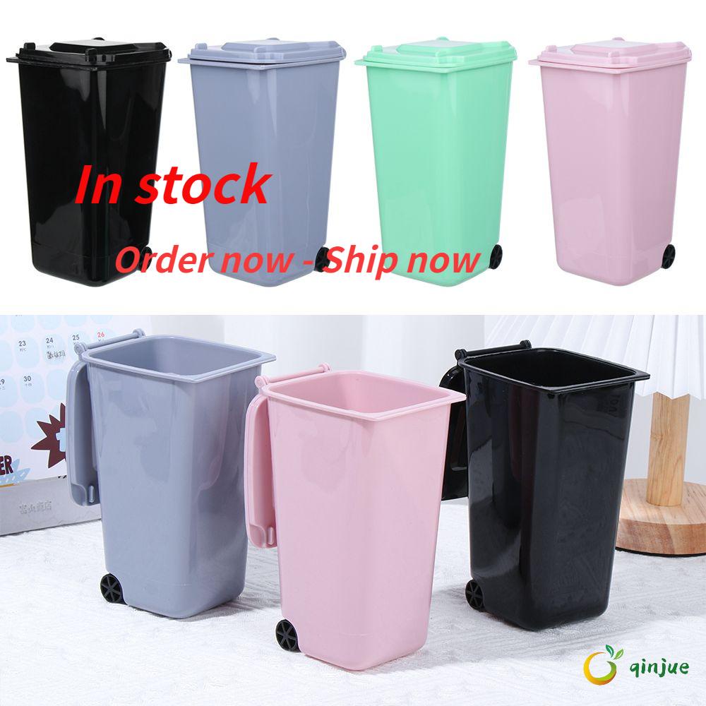 QINJUE Creative Living Room Trash Can Plastic Desktop Trash Can Desktop Garbage Storage Garbage