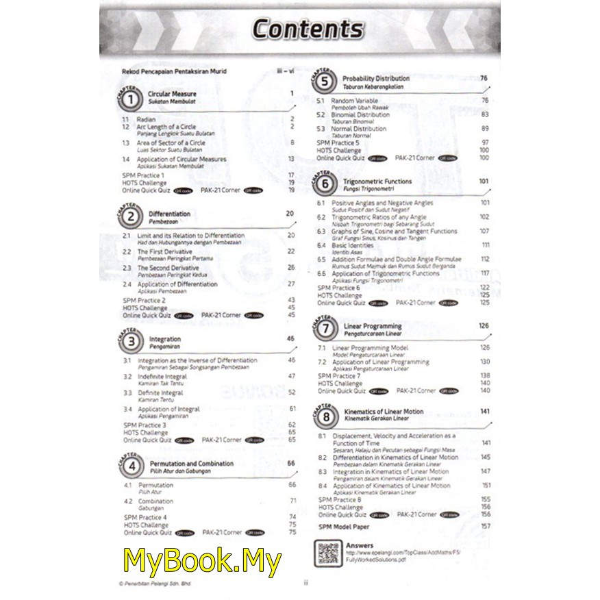 Myb Buku Latihan Top Matematik Tambahan Additional Mathematics Form 5 Pelangi Shopee Malaysia