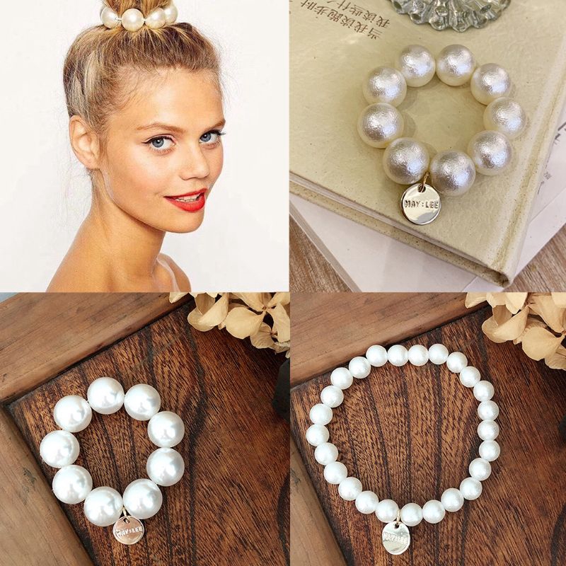 Korean Imitation Pearl Beading Hair Ties Pendant Elastic