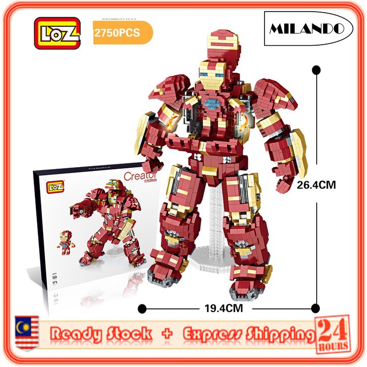 (2750 Pcs) LOZ BRICK Robot Iron Man Model Building Block Diamond Particles Fun Brick Creative Toys (LOZ 9045)
