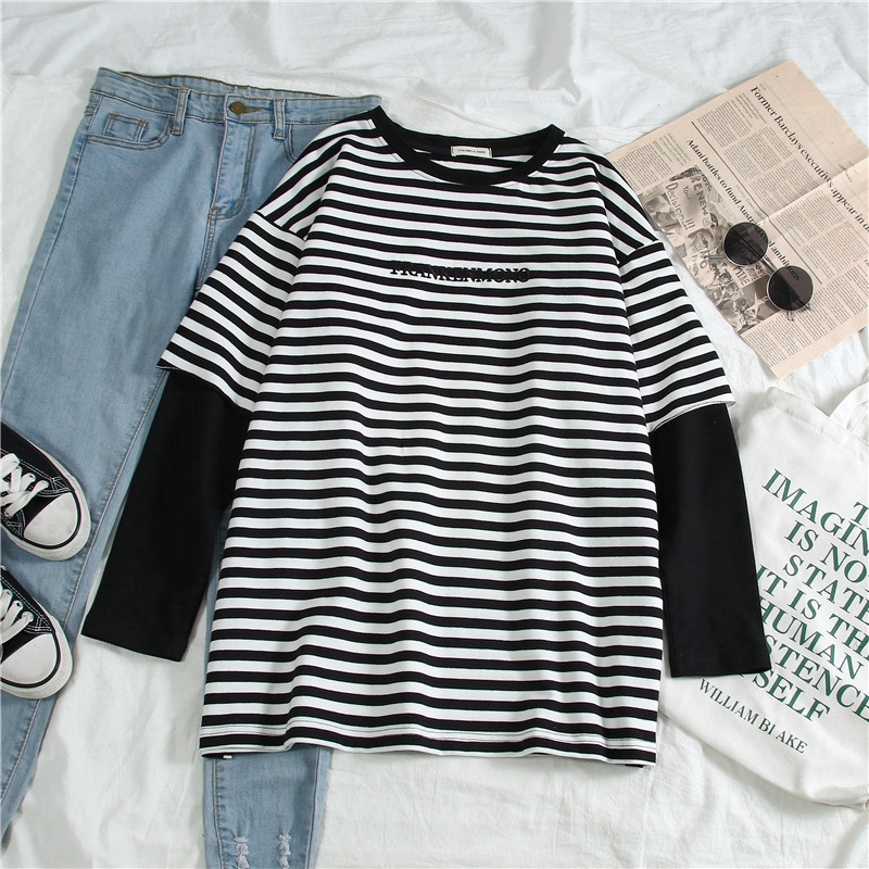 baggy striped long sleeve shirt