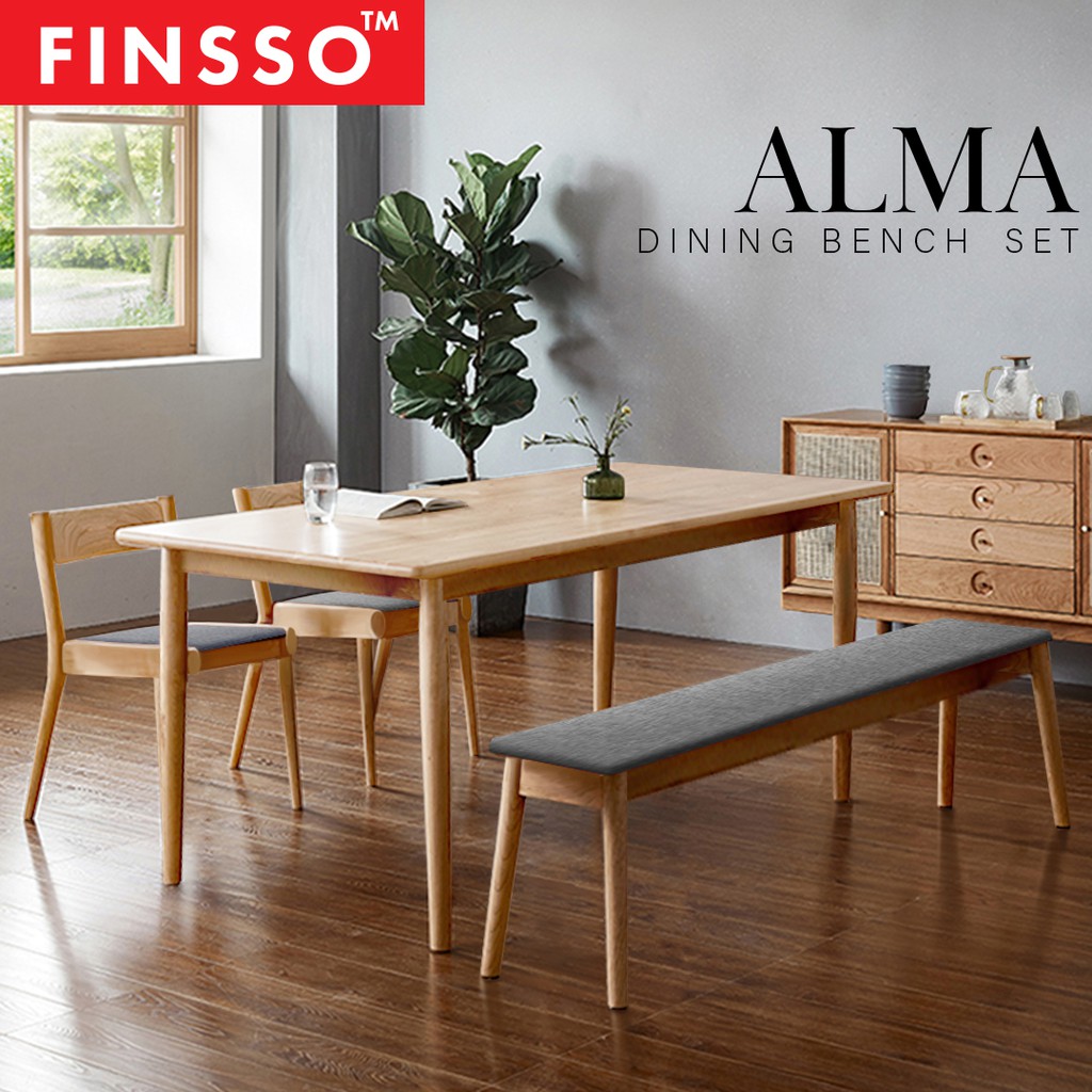 FINSSO: ALMA Japanese Style Solid Rubber Wood Dining Set