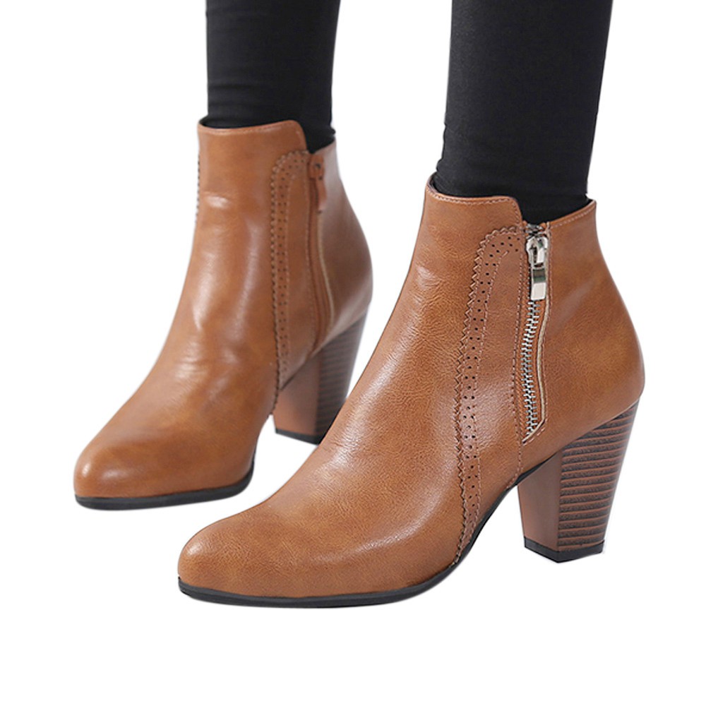 chunky high heel chelsea boots