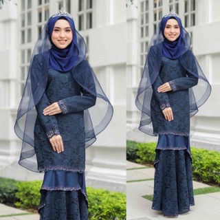  NAVY  BLUE  BAJU  AKAD NIKAH  BERTUNANG BERSANDING COUPLE 