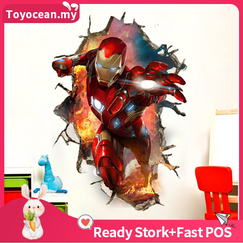 Creative Pvc Wall Stickers Avengers Iron Man For Living Room Bedroom Tv Wallpaper Large Removable Diy Art Home Decorat