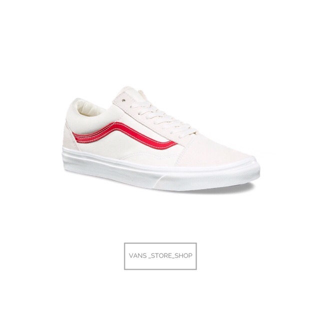 vans old skool vintage white rococo red