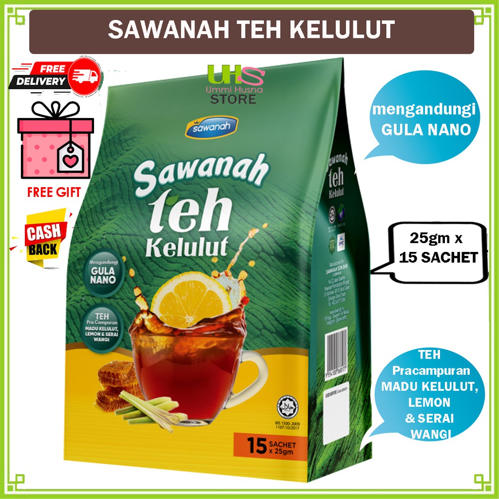 Teh Madu Kelulut Sawanah Pracampuran Lemon Serai Wangi Madu Kelulut Teh Gula Nano 15s Per Box Untuk Buang Angin