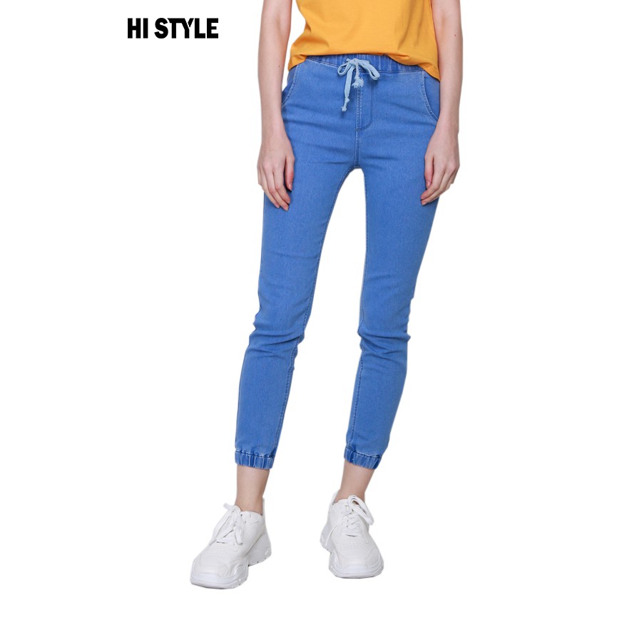 HI STYLE WOMEN Denim Jogger  Pants  Light Blue Shopee  