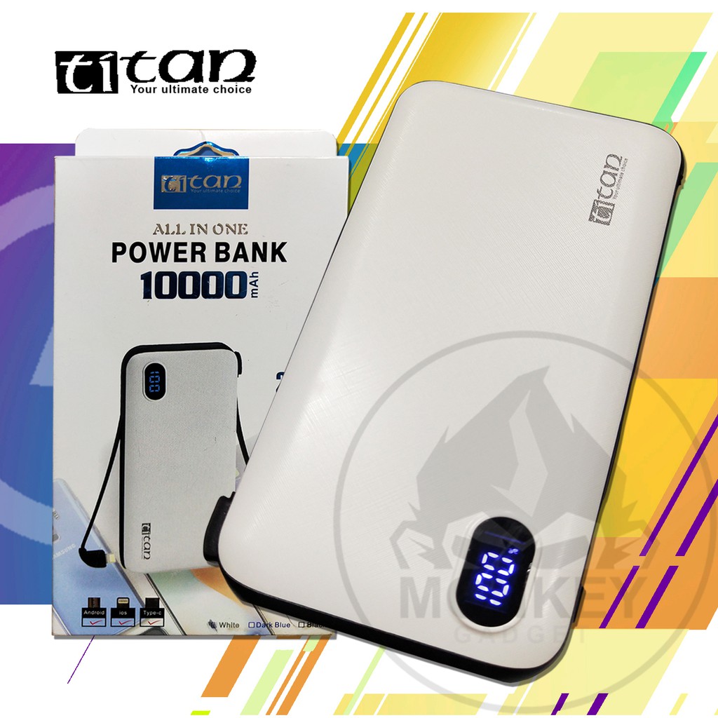 TITAN TN315 10000mAh All In One Original Power Bank 3.7V 37Wh 5V 2.4A MAX Fast Charge Output