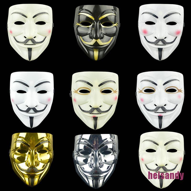 White Black Yellow V for Vendetta Guy Fawkes Anonymous Costume Halloween  Masks 