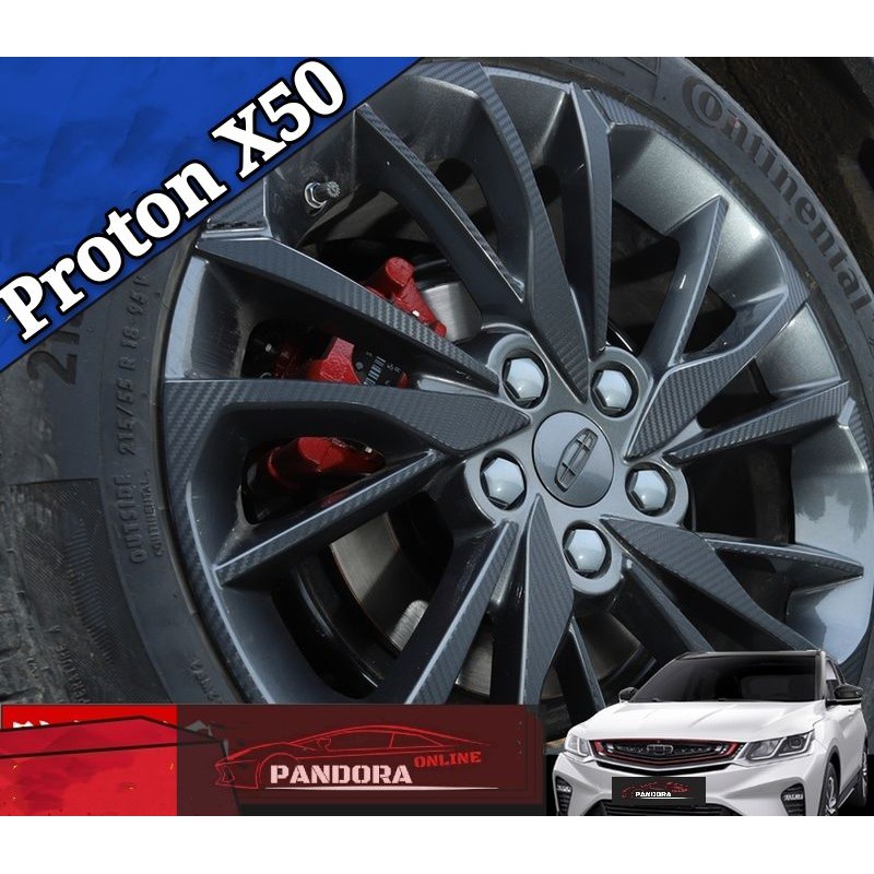 Proton X50 Black Carbon Fiber Vinyl Wrapping Wheel Rim Decal Sticker