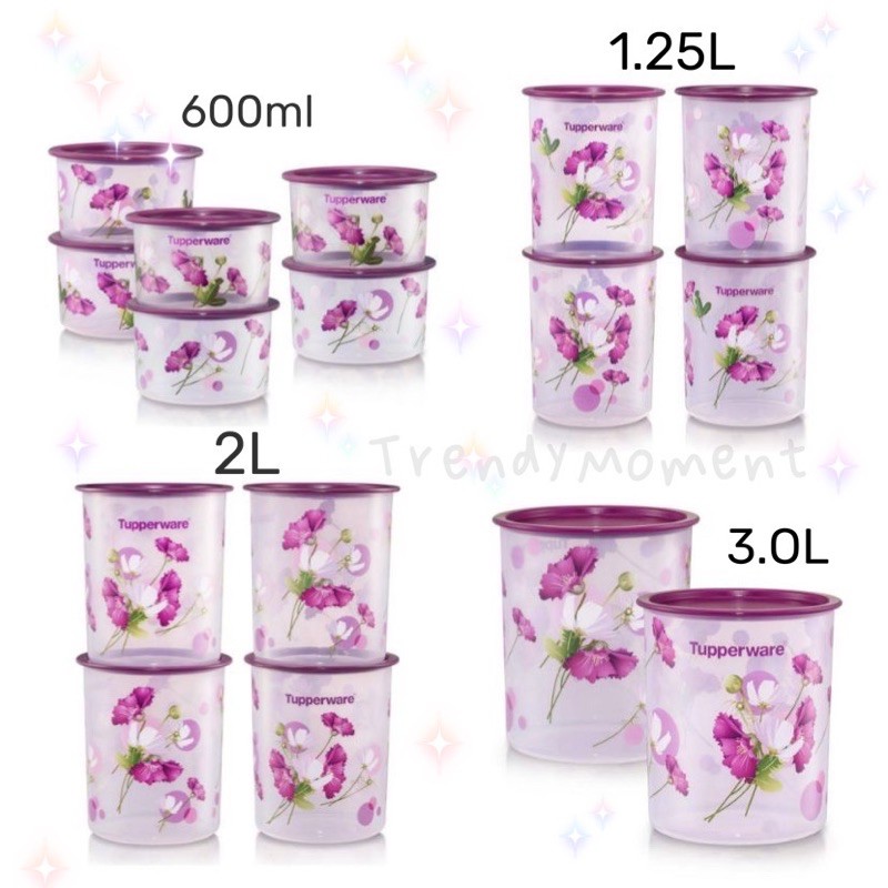 🌸READYSTOCK🌸 Tupperware Royale Bloom One Touch Canister Junior 1.25L /Medium 3L / Small 2L