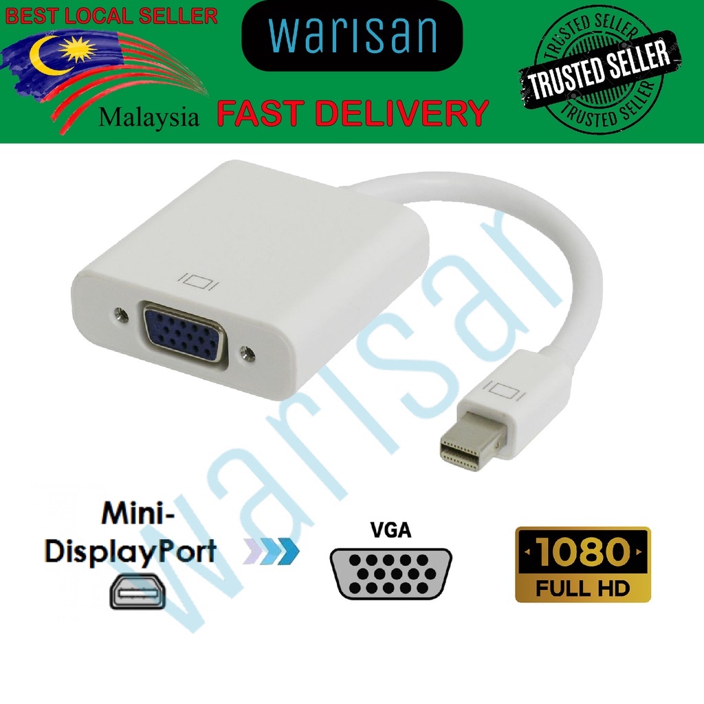 (READY STOCK) Mini DisplayPort to VGA Converter Adapter Shopee Malaysia