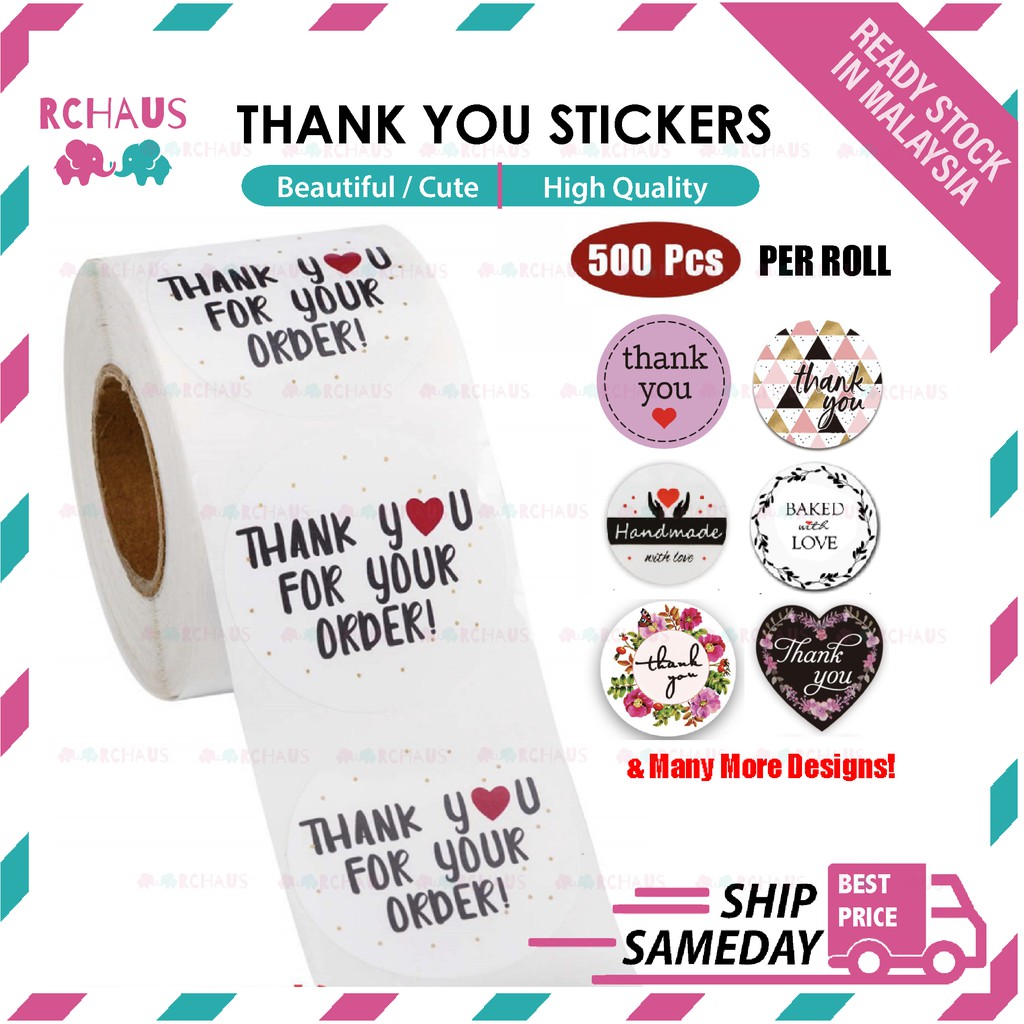 🔥500pcs 🔥Thank You for your Order Sticker / Seal Label / Sticker Terima ...