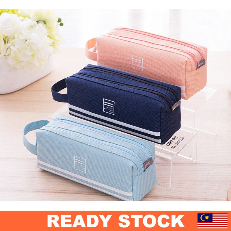 [READY STOCK] Canvas Large Capacity Pencil Case Shopee Malaysia