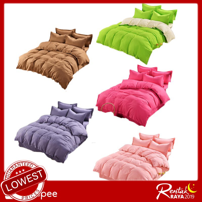 Ready Stock Zippered Quilt Cover Comforter Cover Purple Brown