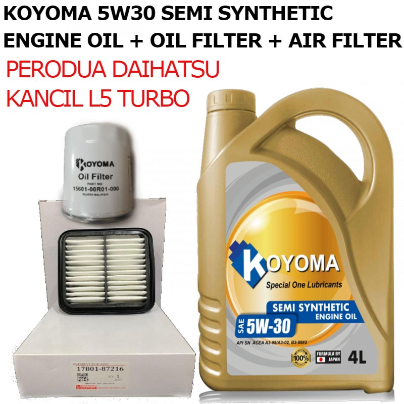 DAIHATSU PERODUA MIRA KANCIL L5 TURBO AIR FILTER + OIL FILTER + KOYOMA