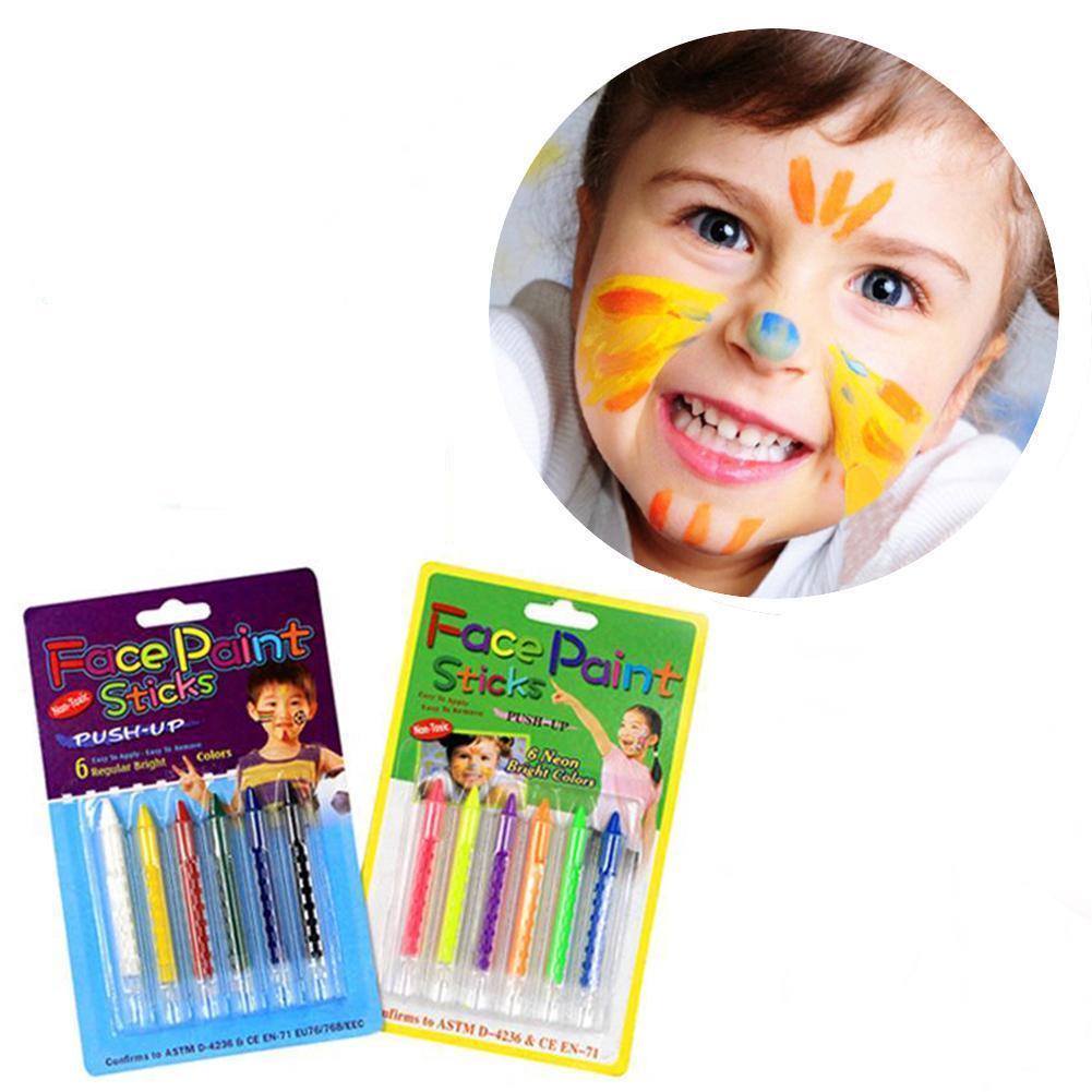 Body Face Painting Crayon 6 Colors Paint Sticks Kit for Halloween Party