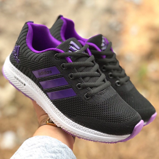 black and purple shoes
