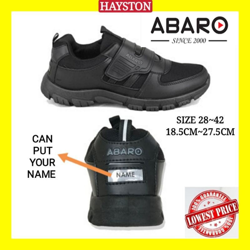 Abaro Name Your Shoes Kasut Sekolah Hitam Sekolah Rendah Pvc Mesh