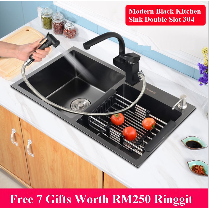 [Buy 1 FREE 7] Black Kitchen Sink Stainless Steel Seamless Welding