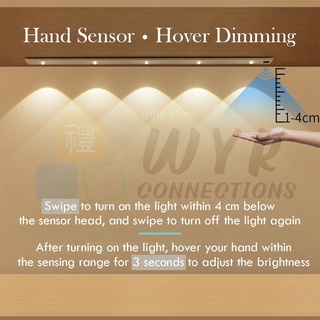 Rechargeable Led Smart Hand Sweep Sensor Light Magnetic Strip Night Light Bedroom Decor Cabinet Kitchen Display Light