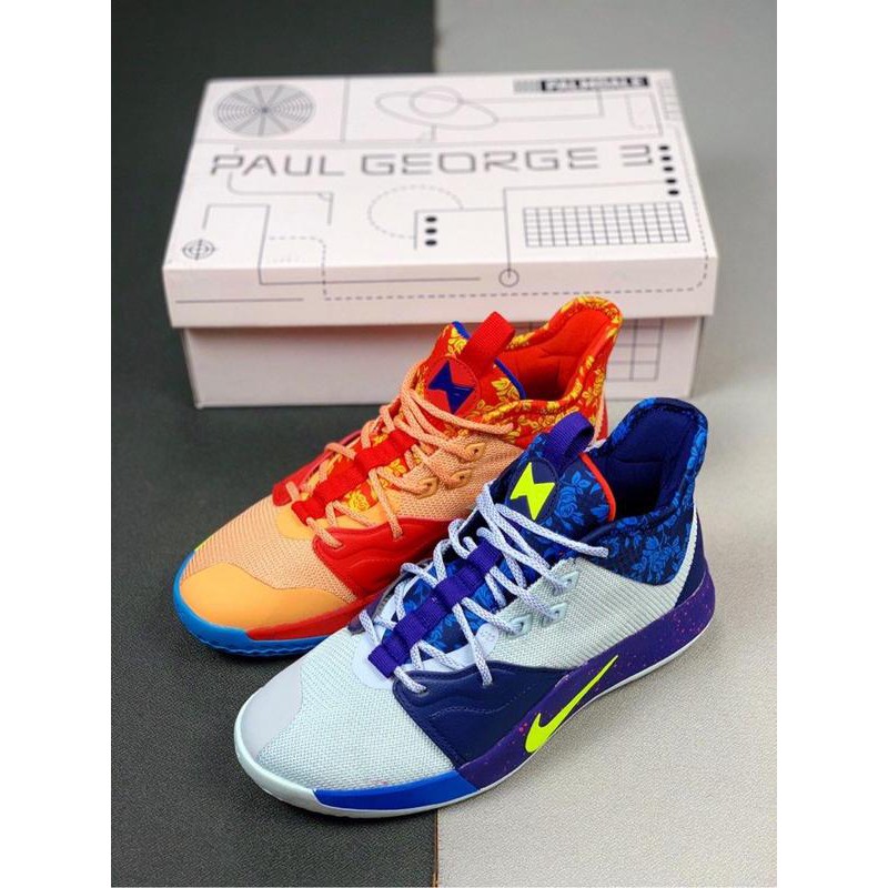 two different color basketball shoes 