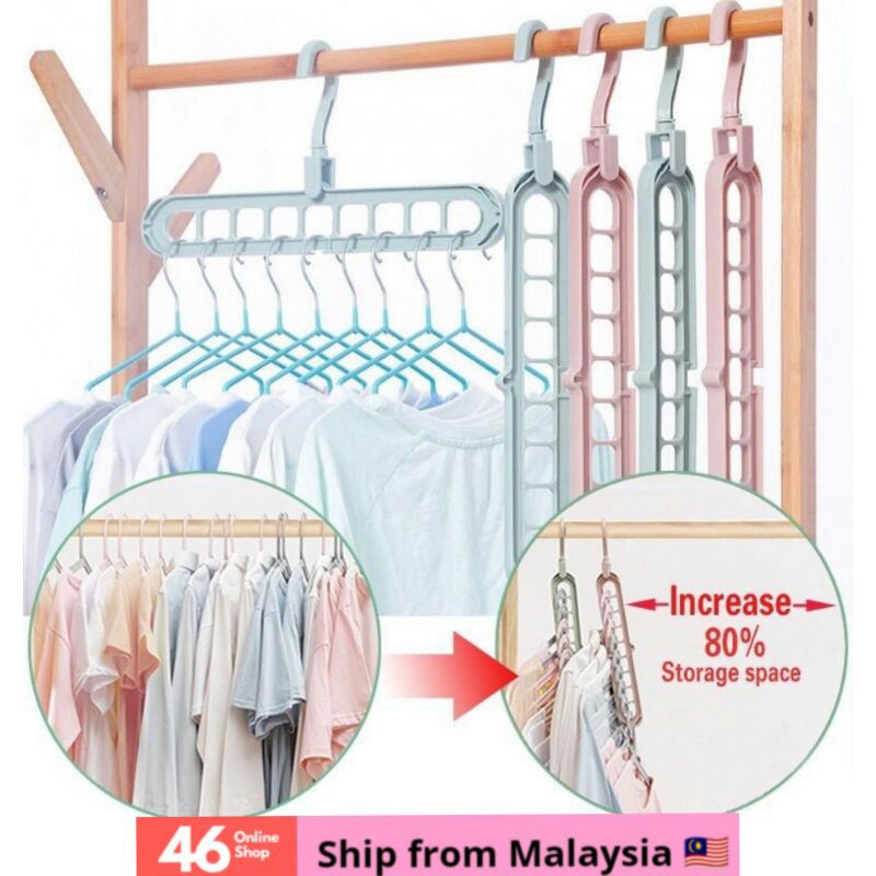Multi Hanger 9 Hole Hanger Multiple Use Hanger Clothes Hanger Hook Organizer Space save Shopee