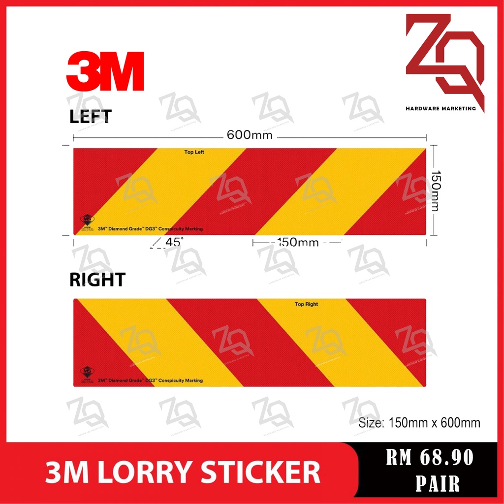 3m Lorry Sticker Sticker Lori 3m Reflective Sticker Sticker Red Yellow