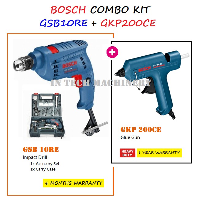 Bosch Combo Kit Gsb10re Gkp200ce Impact Drill C W Glue Gun