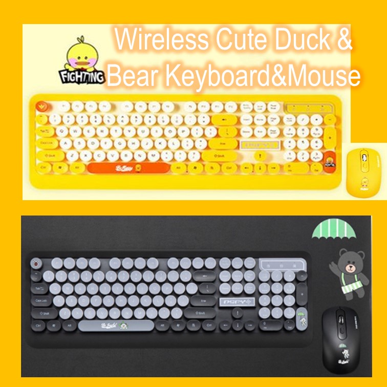 K68 New Wireless Retro Cute Duck Bear Keyboard & mouse Set Combo Set