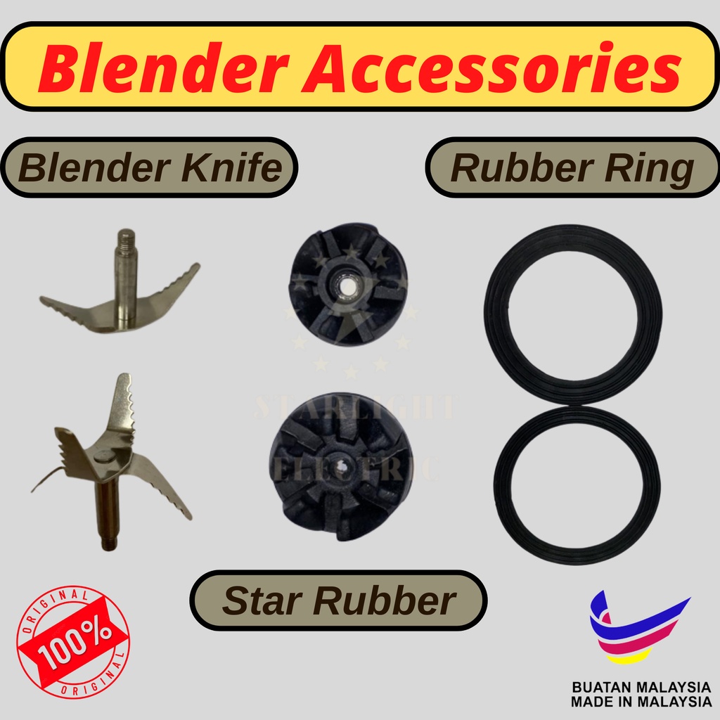 Blender Jug Replacement Accessories/Spare [Star Rubber/Knife/Rubber Ring] (Big/Small)(M6/M5)(4 blade/2 blade) Dry Mill