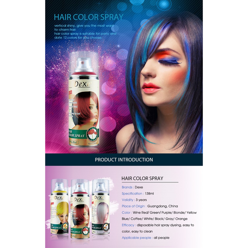 Dexe Temporary Hair Color Spray 138ml Shopee Malaysia