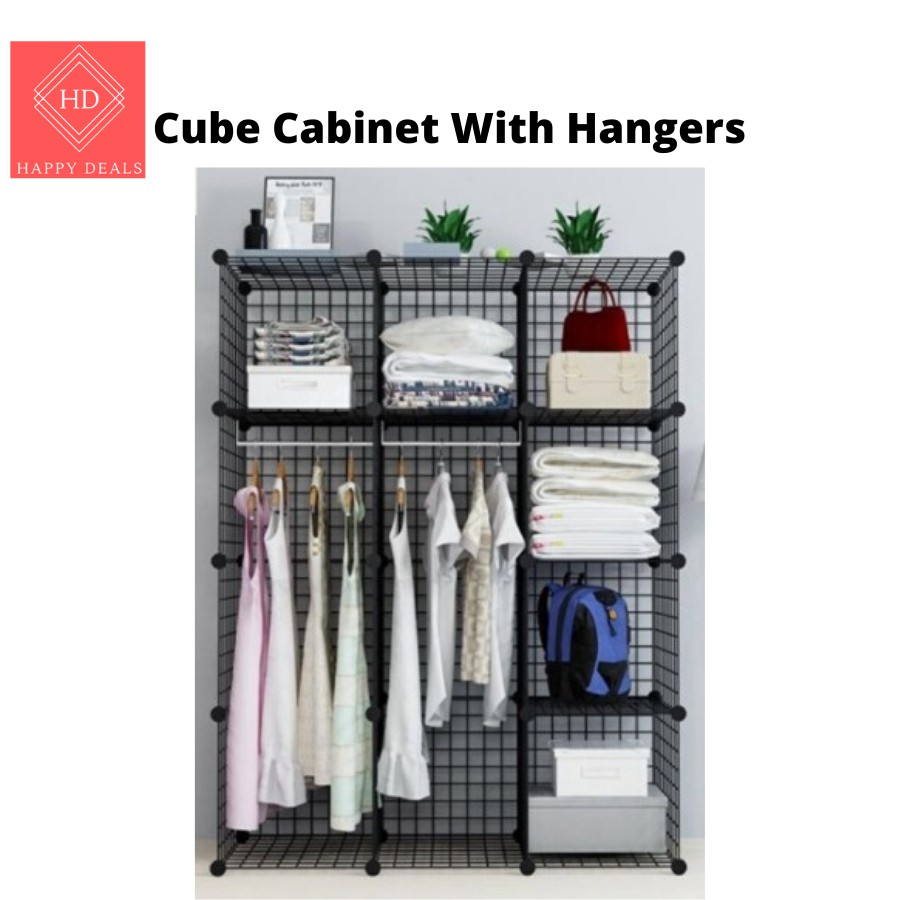 Metal Cube Storage Cabinet Diy 16cubes, 4 Cube Grid Wire Storage Shelves Black
