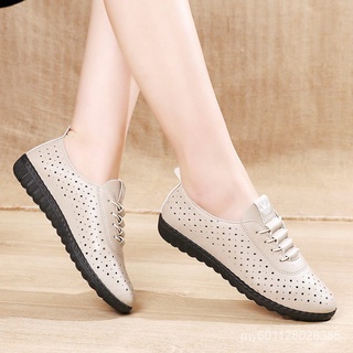 Womens Hollow Out Mesh Breathable White Nurse Shoes Slip on Loafers Gommino Chic
