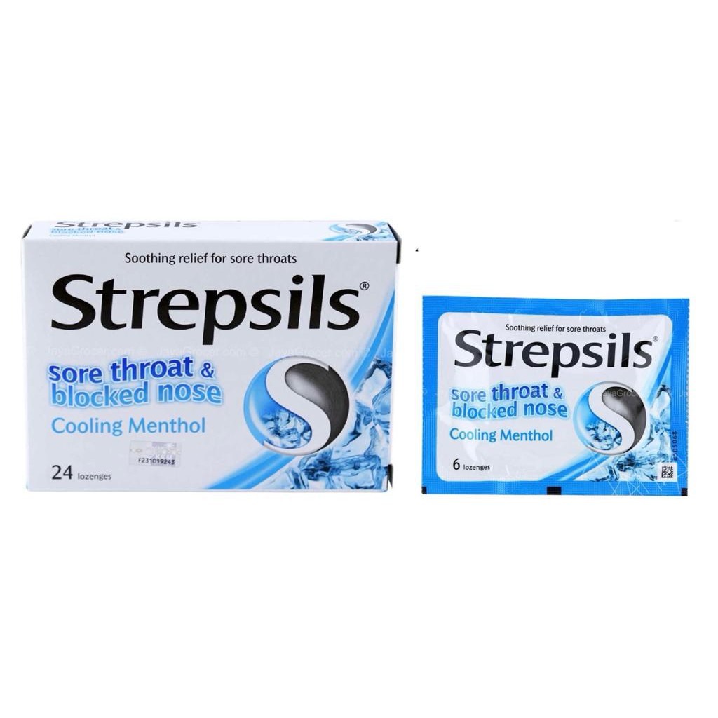 Strepsils Sore Throat & Blocked Nose Cooling Menthol 24s 6s 