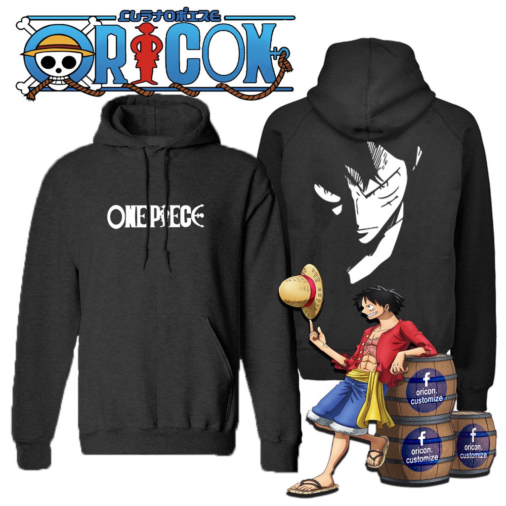 Op One Piece Jacket Hoodies One Piece Luffy Black And White Anime Japan Tokyo Shirt Design Shopee Malaysia