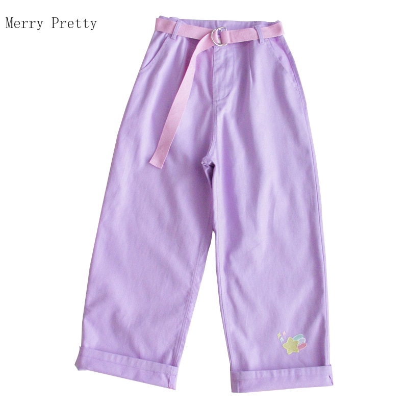 purple denim pants