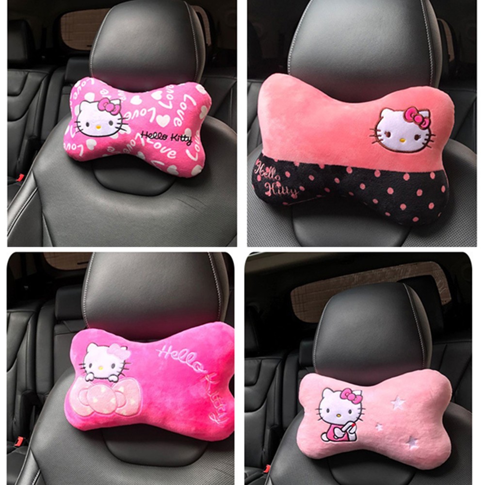 2pcs Set Hello Kitty Cushion Seat Headrest Pillow Neck Rest