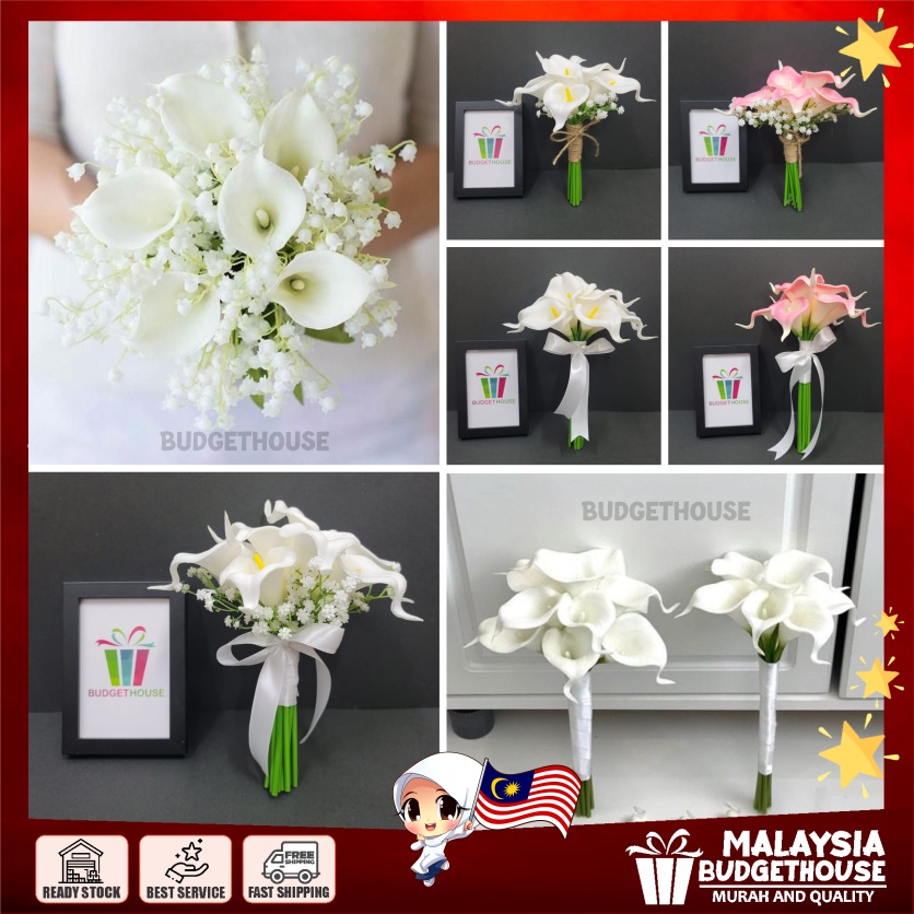 (KIPAS Kena add on) Wedding Bouquet Satin Flower Bridal Wedding Hand Bouquet Bridesmaid Holding Artificial Flower(1)