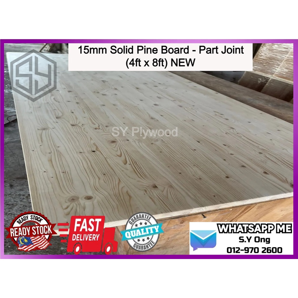 15mm Solid Pine Plywood (4ft X 8ft) DIY / Kayu Papan / Kayu Pine ...