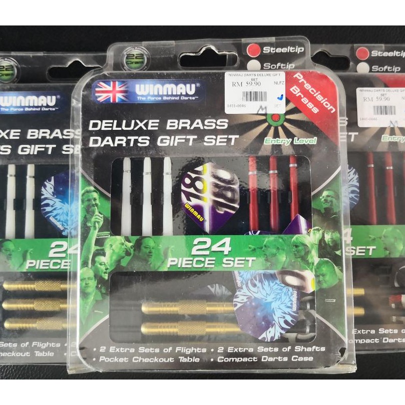 WINMAU DELUXE BRASS DARTS GIFT SET 24 PIECE {SPORTS EXPRESS} Shopee