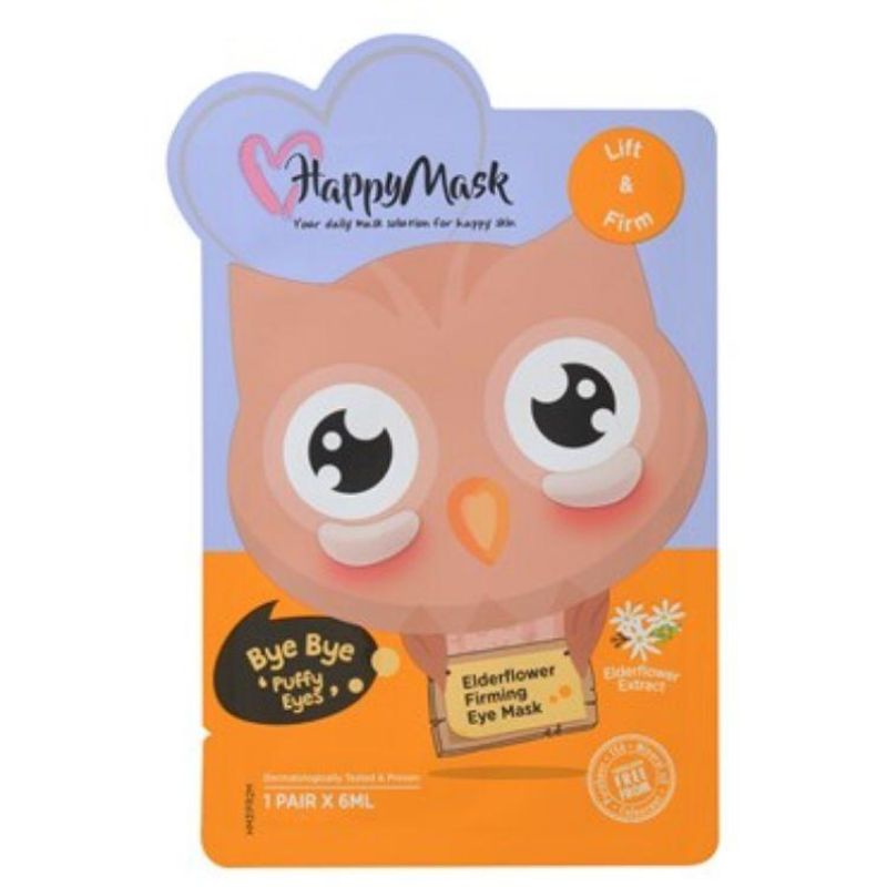 Free Gift Idea For Your Lovely Customers Happy Mask Bye Bye Puffy Eyes Elder Flower Firming Eye Mask Owl Shopee Malaysia